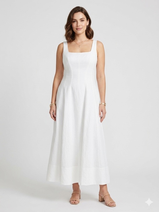 Lilly Pulitzer Dresses & Skirts - Lilly Putlizer CALINA Resort White Linen Maxi Dress Minimalist Coastal Sz 16